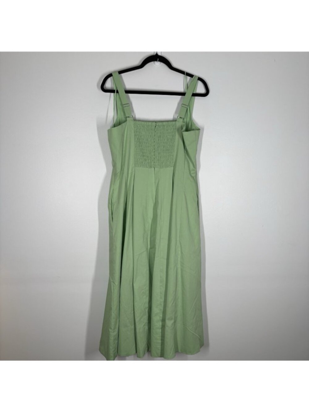 Express Sz XS Mint Square Neck Seamed Smocked Back Midi Dress With Pockets NWOT - Picture 11 of 13